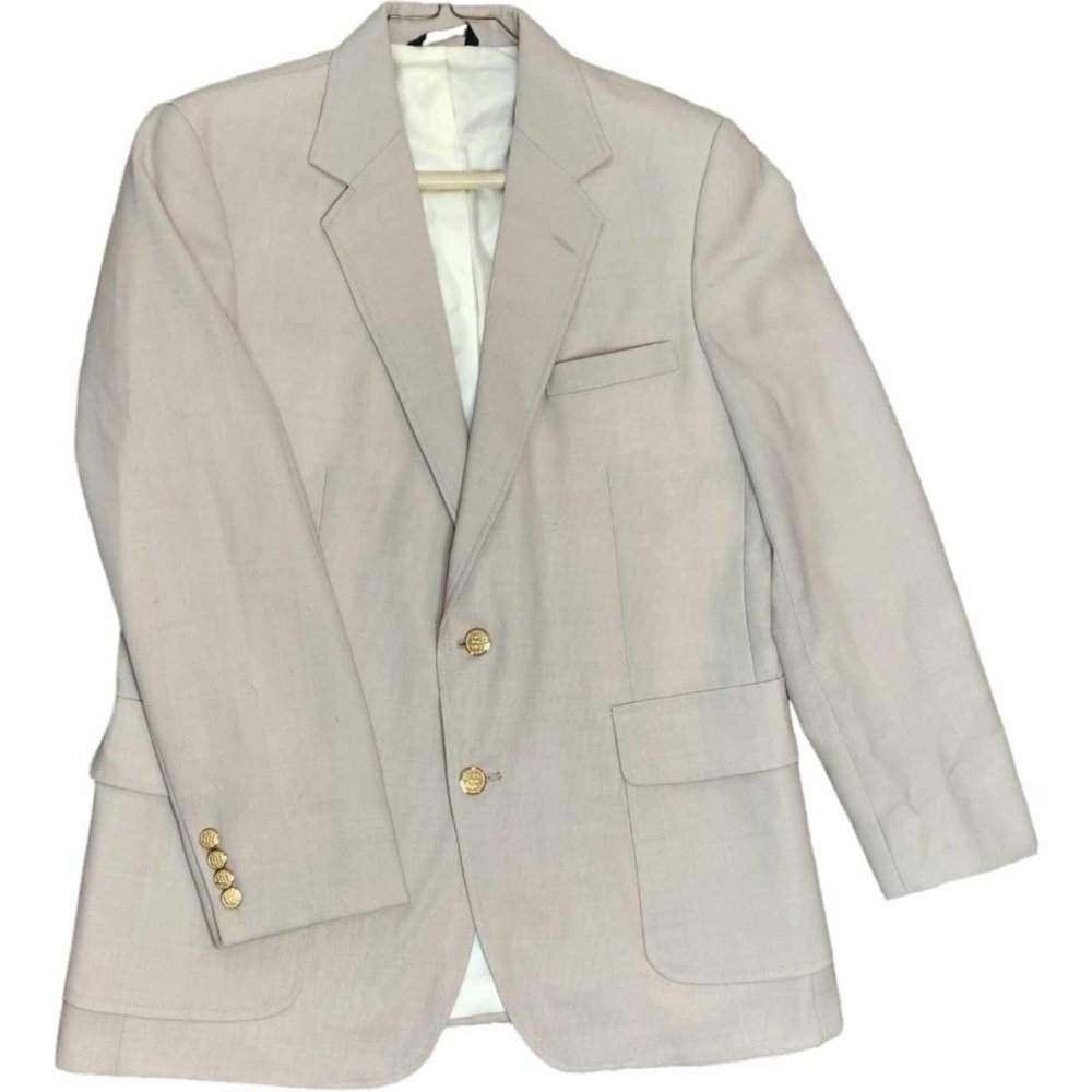 Men's Beige Imperial by Haggar size 42 Notched Collar 2 Button Blazer